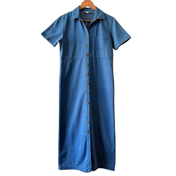 Vintage Talbots Chambray Midi Shirt Dress - Picture 1 of 9